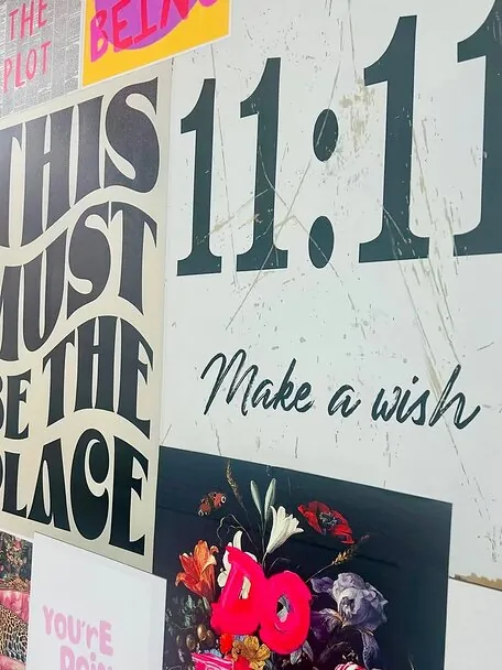 The 11:11 Make a Wish wall inside the salon